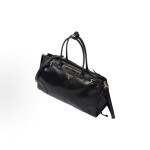 PRADA Bonnie soft lux series Detachable Adjustable shoulder strap enamel metal triangular logo hand-held shoulder bag for women, large size, black